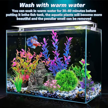 Ameliade Aquarium Artificial Plastic Plants Decorations and Rock Cave Decor Set - Image 3