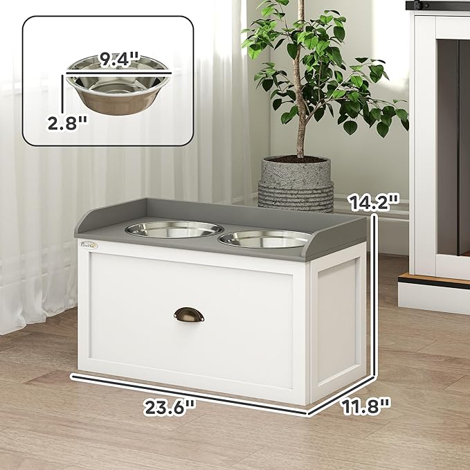 PawHut Large Elevated Dog Bowls - Image 7