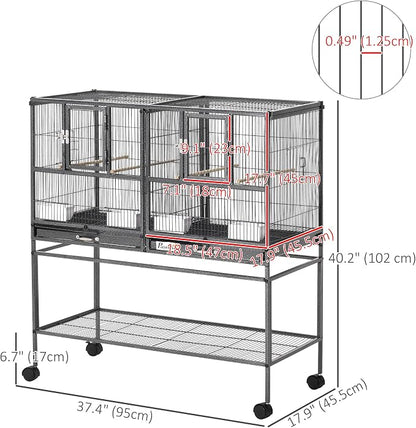 PawHut Divided Breeder Bird Cage - Image 7