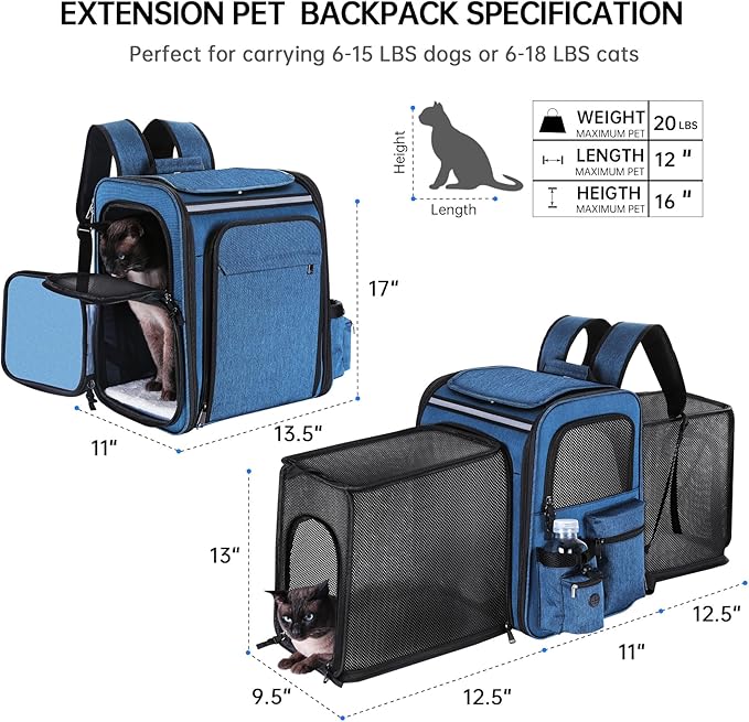 Cat Carrier Backpack for Travel, Dog Carrier Backpack for Large cat, Small Dogs - Image 2