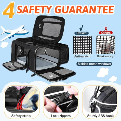 Petskd Top and Side Expandable Pet Carrier 17x12x8.5 Inches JetBlue Frontier - Image 5