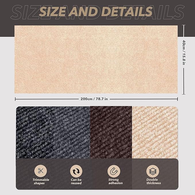 78.7"X15.8" Cat Scratching Mat, Self-Adhesive Cat Scratch Carpet, DIY Cats - Image 4