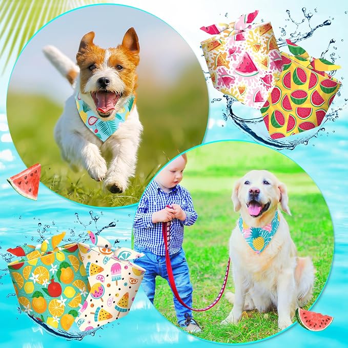 Sanwuta 48 Pcs Dog Bandana Bulk Summer Scarf Washable Flamingo Dogs Bibs - Image 6