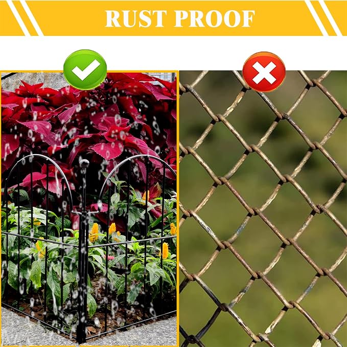 Garden Fence, 17in x 27.5 ft Arched Rustproof Metal No Dig Fence Garden Fence - Image 5