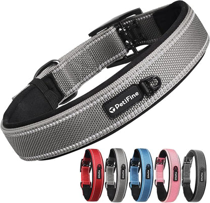 PetiFine Dog Collar for Large Dogs, Neoprene Padded and Adjustable, Reflective by PetiFine