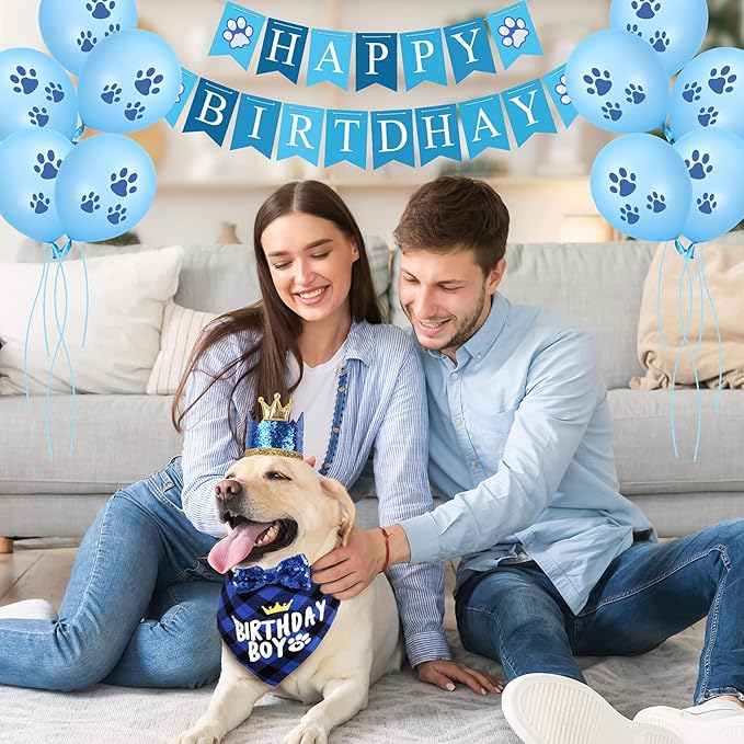 Dog Birthday Party Supplies, Dog Birthday Hat Bandana Scarf - Image 7