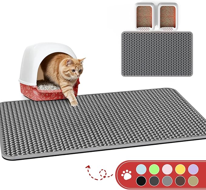 Cat Litter Mat - 46'' x 35'' Small Litter Trapping Mat, Waterproof, Urine-Proof by Powools