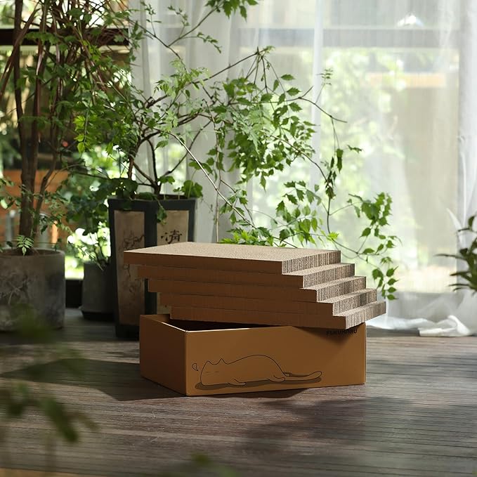 FUKUMARU 5 PCS Cat Scratching Boards, 11.4 Inch Width Ex-Large Cat Scratcher Box - Image 9