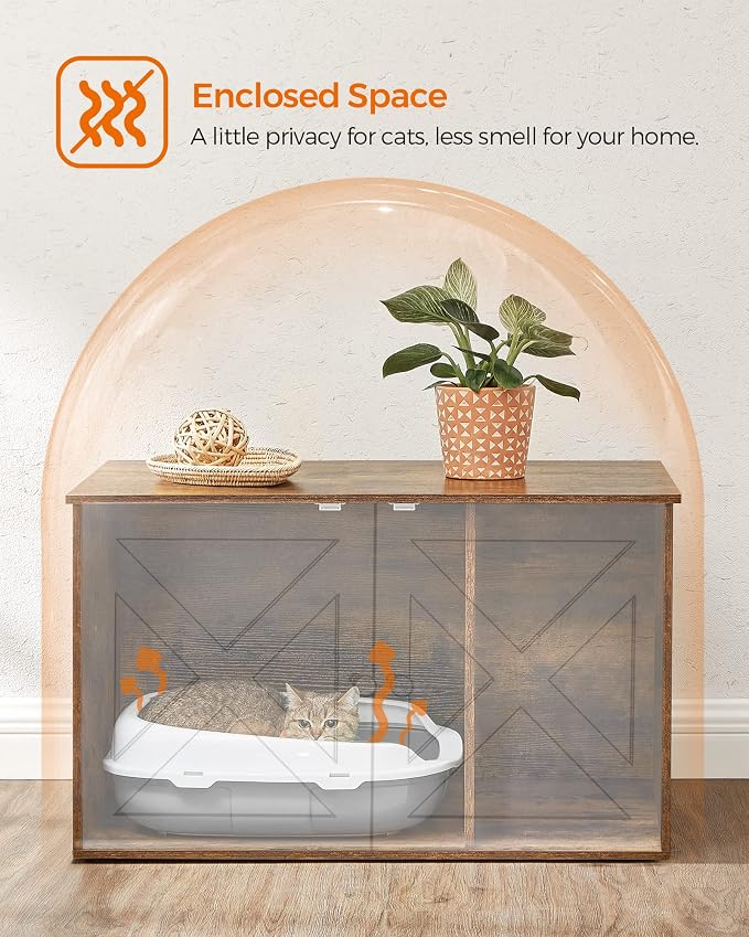Feandrea Cat Litter Box Enclosure, Litter Box Furniture Hidden - Image 4