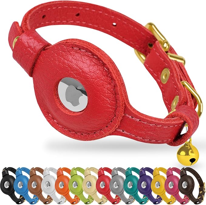OOPSDOGGY Leather AirTag Cat Collar by OOPSDOGGY