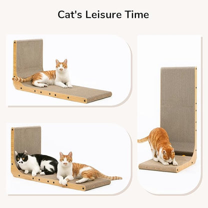 FUKUMARU Cat Scratcher, 32.7 Inch L Shape Cat Scratch Pad Wall Mounted - Image 8