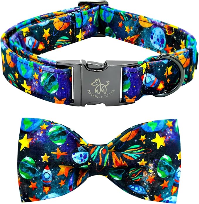 Elegant little tail Dog Collar, Boy Pet Collrs Blue Durable Soft Bowtie Dog by Elegantlittletail