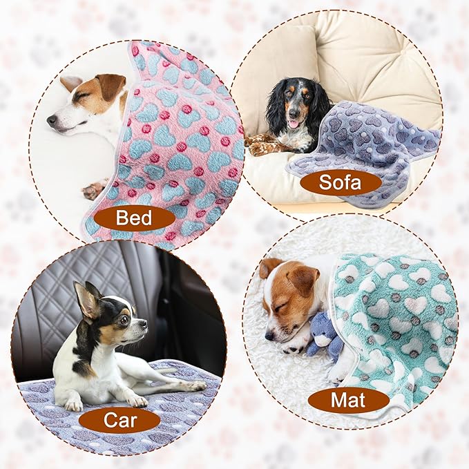 1 Pack 3 Blankets Super Soft Fluffy Premium Fleece Pet Blanket Flannel Paw - Image 3