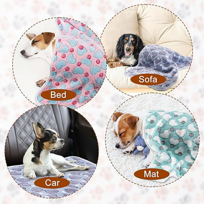 1 Pack 3 Blankets Super Soft Fluffy Premium Fleece Pet Blanket Flannel Paw - Image 3