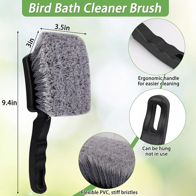 5Pcs Bird Bath Brush Kit, Larbeti 1P Hard Silk Bristle Bird Bath Cleaner Brush - Image 2