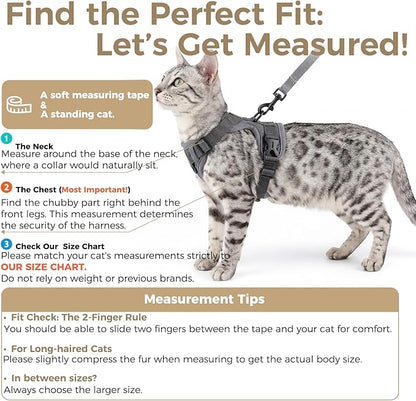 Cat Harness and Leash Set Escape Proof Tactical Medium Kitten Harness Emotional - Image 2