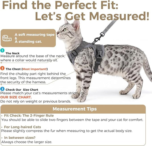 Cat Harness and Leash Set Escape Proof Tactical Large Kitten Harness Emotional - Image 2