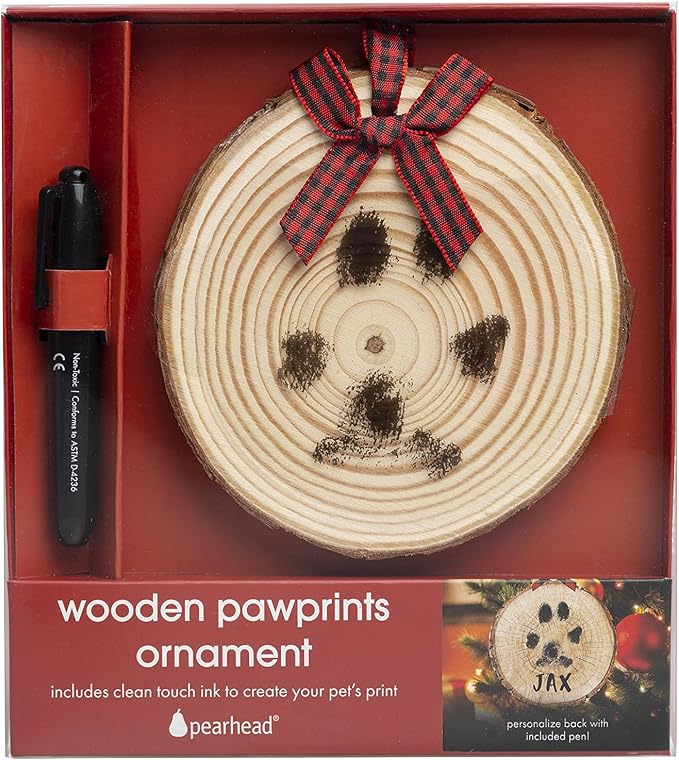 Pearhead Rustic Wood Paw Print Christmas Tree Ornament, Dog or Cat Pawprint - Image 6