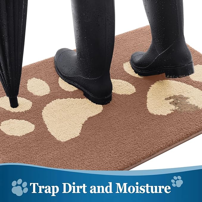 Buganda Dog Door Mat for Muddy Paws, Absorbent Dirt Trapper Washable Indoor - Image 3