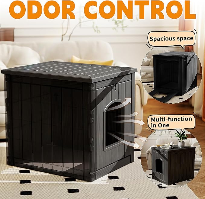 Cat Litter Box Enclosure, Openable Front Door & Raised Floor - Image 4