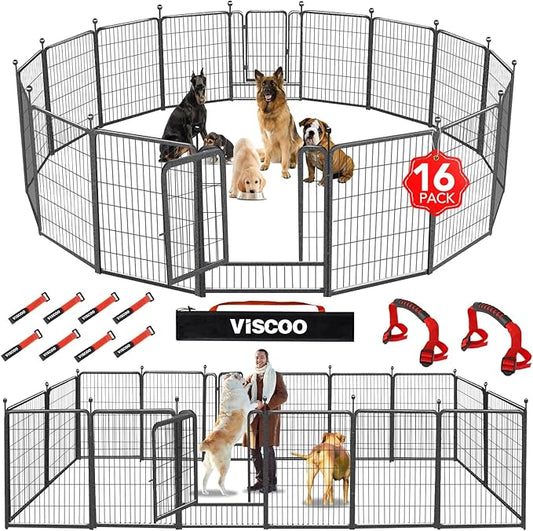 Dog Playpen Outdoor, 16 Panels 40" High Metal Dog Fence by VISCOO
