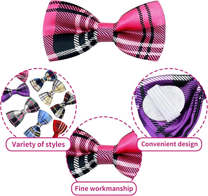 PET SHOW 8pcs Plaid Small Dogs Collar Bow Ties Puppies Cats Collar Charms - Image 3