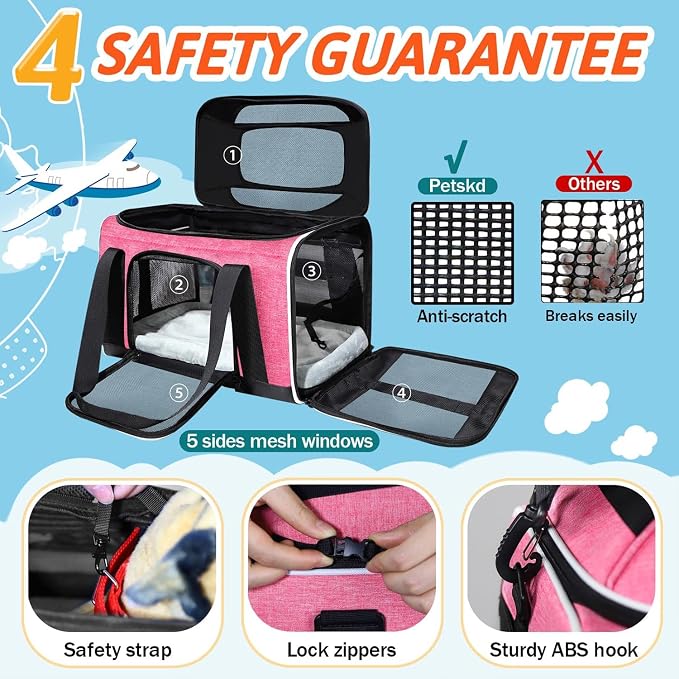 Petskd Top-Expandable Pet Carrier 18x11x11 Inches Delta American United Airline - Image 5