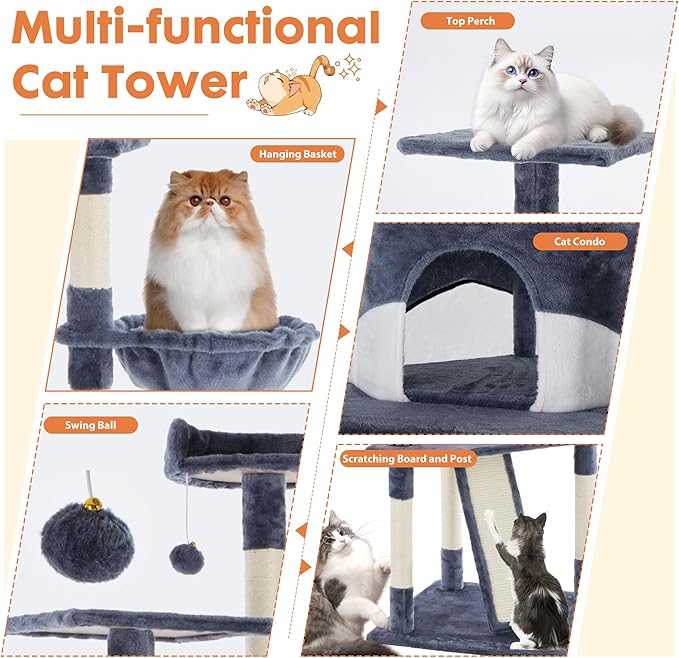 DUMOS Tall 79in Cat Tree Tower, Large Multi Level Cats Climbing Tower - Image 5