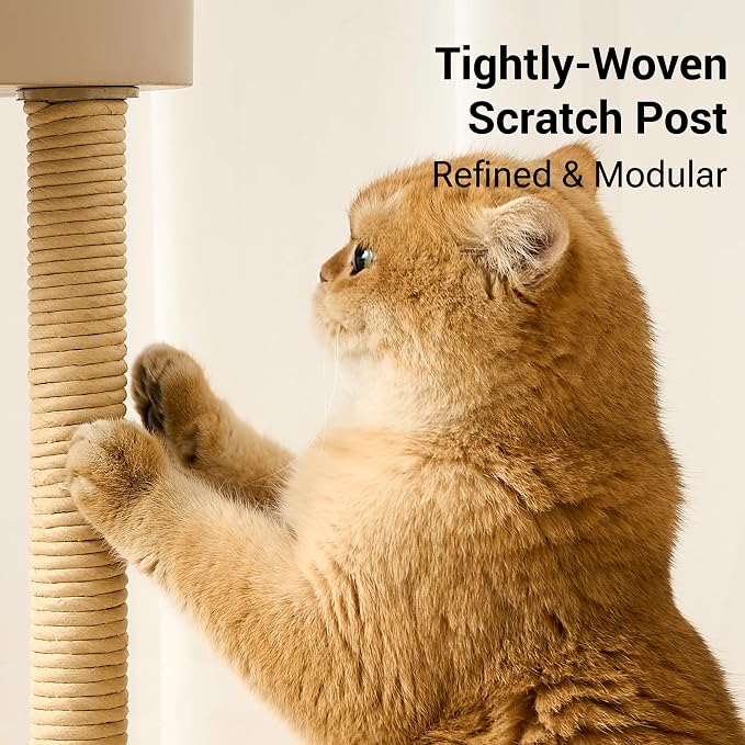 Modern Cat Tree Tower for Indoor Cats up to 12lbs, Wood Cat Bed - Image 4