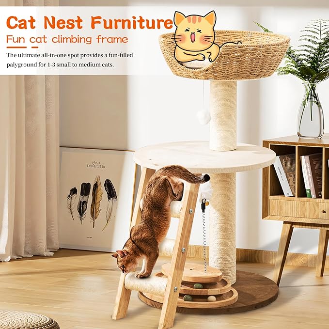 Natural Wood Modern Cat Tree - Image 6