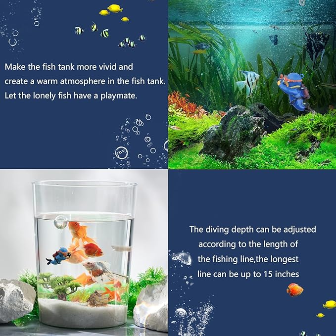 onesimcr Floating Fish Tank Decorations, Aquarium Decorations, Lovely Diver - Image 2