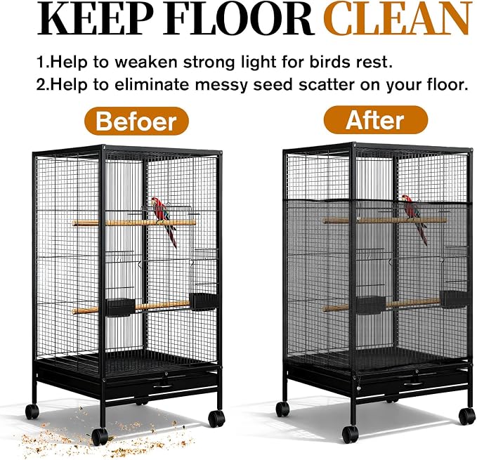 1 Pc Large Bird Cage Seed Cather, Bird Cage Cover 31 X 118 Inches Adjustable - Image 4