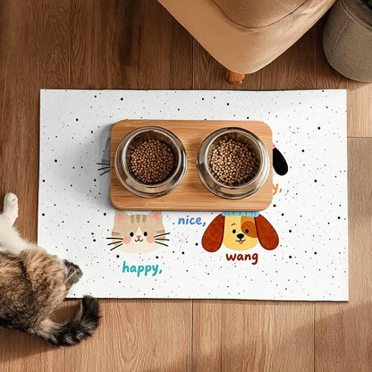 Pet Feeding Mat 24x16 inch Cat and Dog Print Meal Pad Non Slip Floor Mat - Image 5