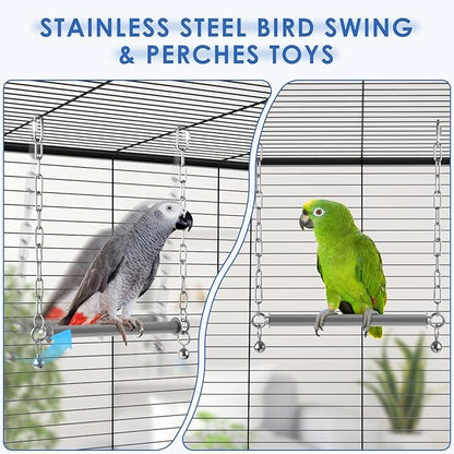 Stainless Steel Large Bird Swing, Hanging Heavy Duty Parrot Swings Perches - Image 3
