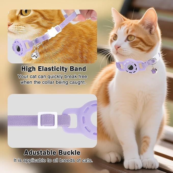 Airtag Cat Collar Breakaway, Stretchy Cat Tracker Collar - Image 3