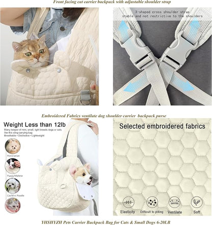 Dog Backpack Carrier for Dogs, Adjustable Strap Cat Carrier Sling, Hands-Free - Image 7