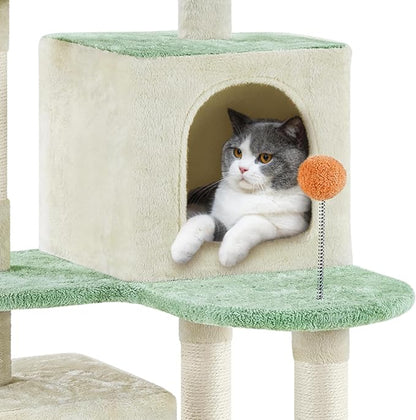 Yaheetech 57.5in Cat Tree Tower, Scratching Posts, 2 Condos and Dangling Balls - Image 9