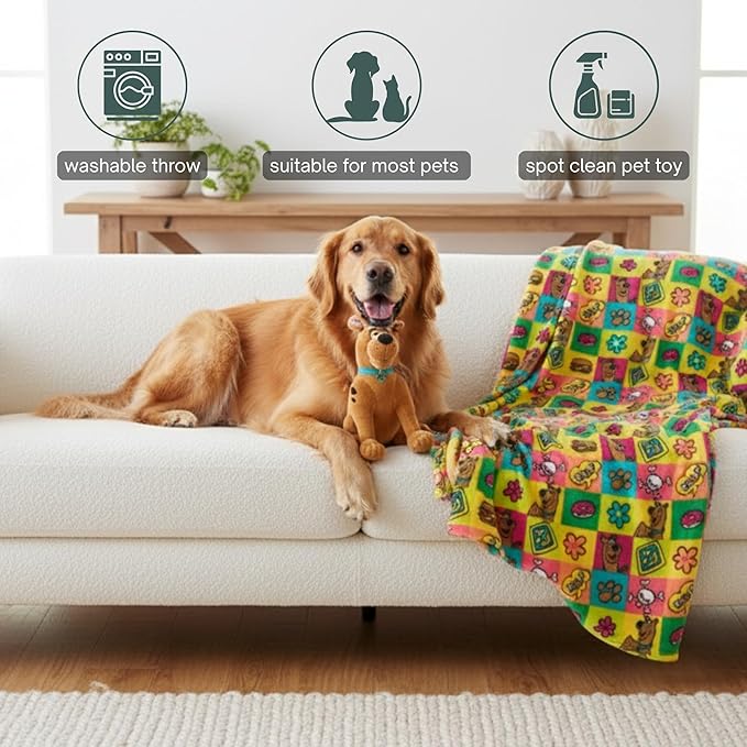Scooby-Doo Pet Throw & Pet Toy Pillow Set - 40in x 50in Super Soft Cozy Throw - Image 2