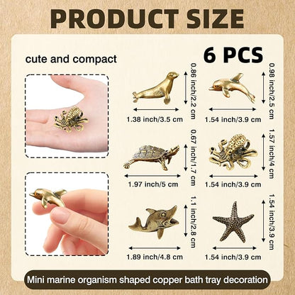 6 Pcs Copper Bath Disks Ornaments Mini Ocean Animal Shape– Starfish Turtle - Image 6