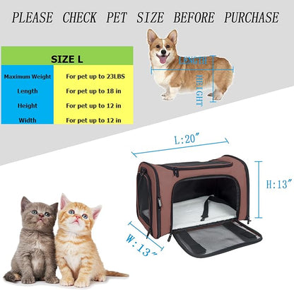Soft Sided Carrier for Small Medium Cats Dogs, Removable Pad Collapsible Travel - Image 4