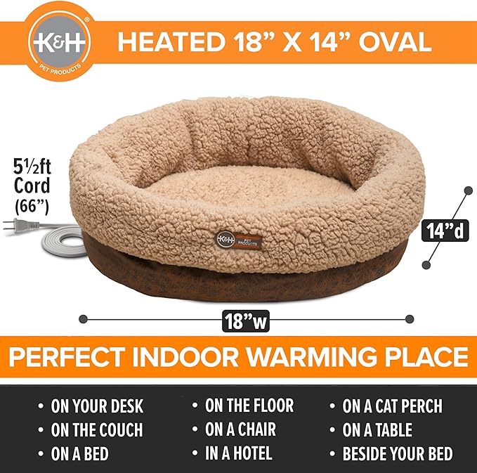 K&H Pet Products Heated Cat Bed Indoor, Thermo-Snuggle Cup Bomber Soft Heated - Image 2