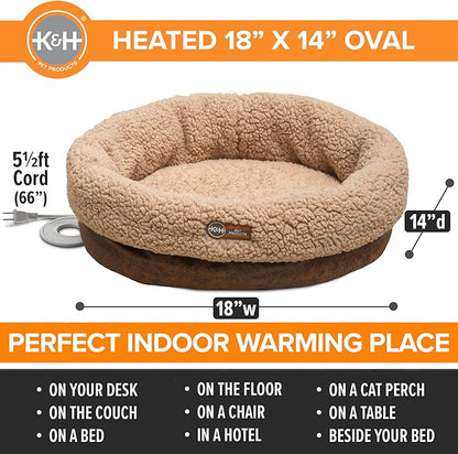 K&H Pet Products Heated Cat Bed Indoor, Thermo-Snuggle Cup Bomber Soft Heated - Image 2