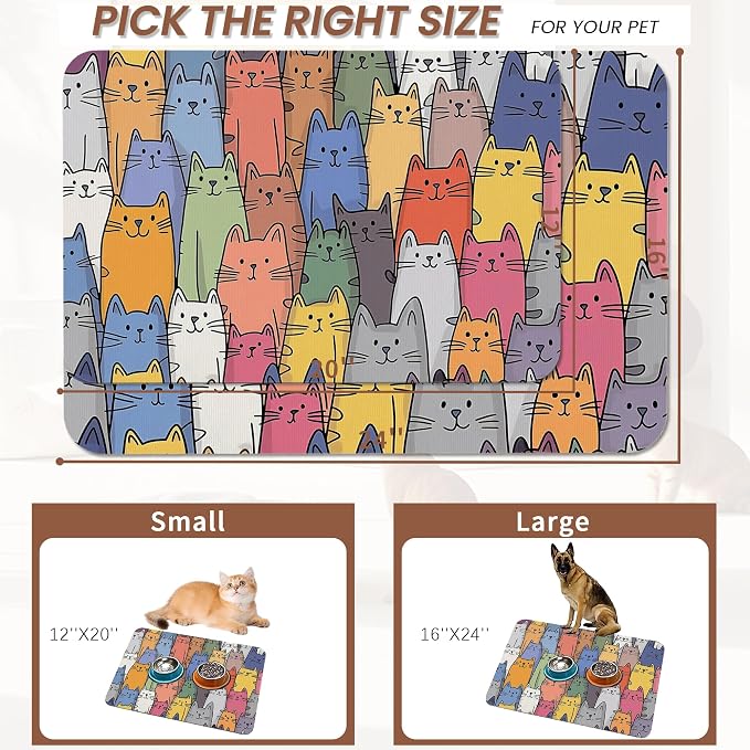 Funny Cats Family Dog Cat Food Mat, Absorbent Pet Feeding Mat - Image 2