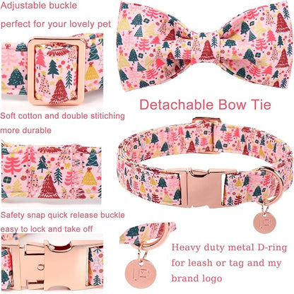 Christmas Dog Collar with Bow Tie, Adjustable Pet Collar with Cute Xmas Tree - Image 3