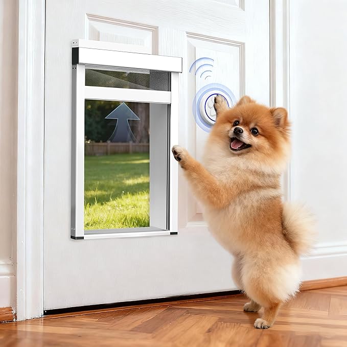 Automatic Dog Door with Doorbell Activation, 2-Flap Electronic Smart Pet Door by Tidytech