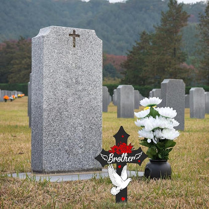 Cross Cemetery Decorations for Grave, Metal Sympathy Memorial Stakes for Loss - Image 6