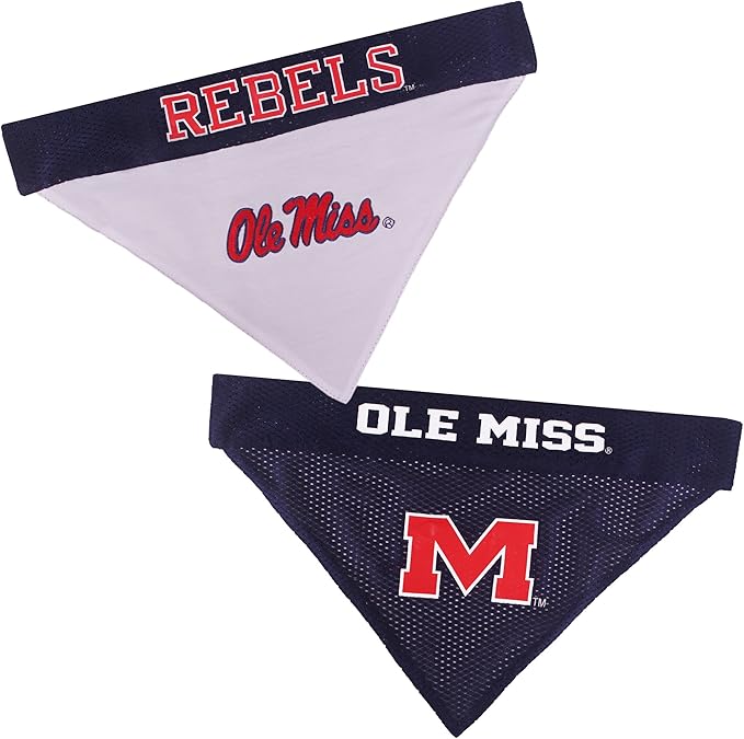 Pets First Collegiate Pet Accessories, Reversible Bandana, Mississippi Ole Miss by PETSFIRST