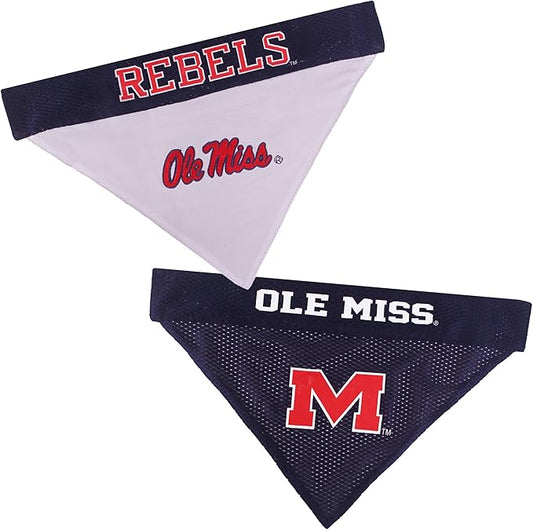 Pets First Collegiate Pet Accessories, Reversible Bandana, Mississippi Ole Miss by PETSFIRST