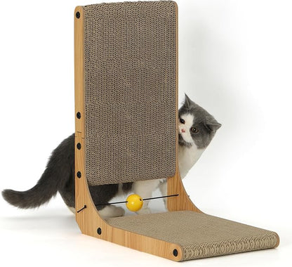 FUKUMARU Cat Scratcher, 18.9 Inch L Shape Cat Scratch Pad, Vertical Cat - Image 9
