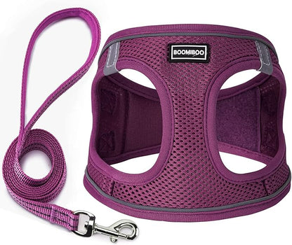 Dog Harness with Leash Set, No Pull Adjustable Reflective Step-in Puppy Pet by BOOMIBOO
